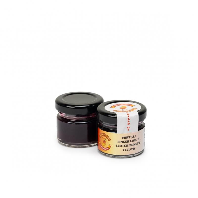 Confettura di Mirtilli , Finger Lime e Scotch Bonnet Jellow