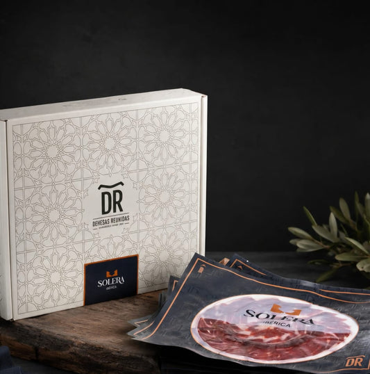 Cofanetto 10 Buste - Jamón de Bellota 100% Ibérico D.O.P. Los Pedroches 80g | Tagliato a Coltello - DR 1855